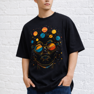 Cosmic Vision Oversized Graphic T-Shirt – Black