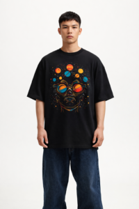 Cosmic Vision Oversized Graphic T-Shirt – Black