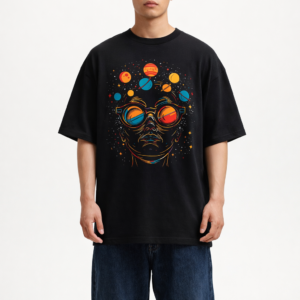 Cosmic Vision Oversized Graphic T-Shirt – Black